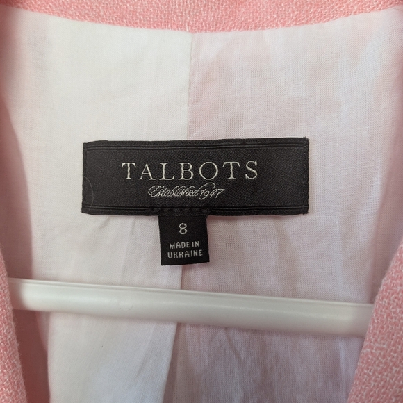 TALBOTS Women Blazer mix of Linen Cotton Pink salmon color size 8 - Picture 3 of 9